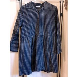 Navy blue grid patterned dress